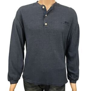 Vintage Members Only Henley Shirt Waffle Knit Thermal Long Sleeve Pocket Logo M